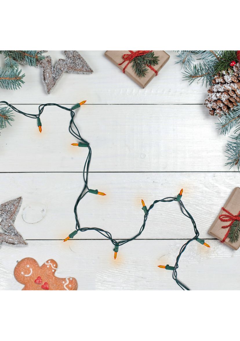 100 Orange LED Mini Christmas Lights - 33 ft Green Wire