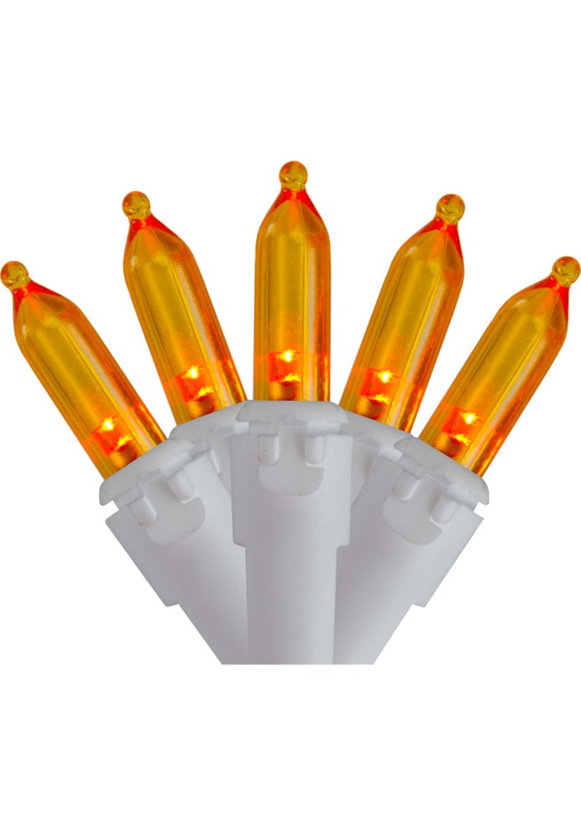 100-Count Orange LED Mini Christmas Lights 4Inch Spacing - White Wire