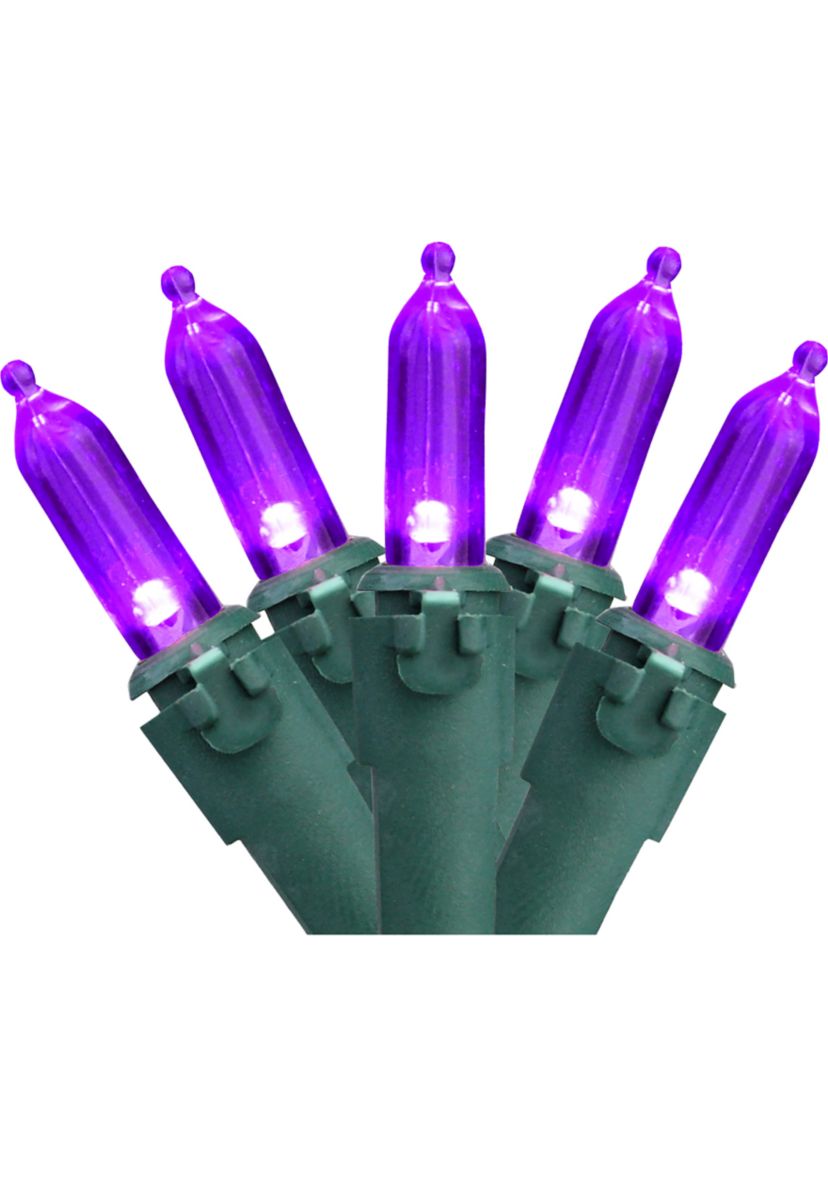 100-Count Purple LED Mini Christmas Lights  33ft Green Wire