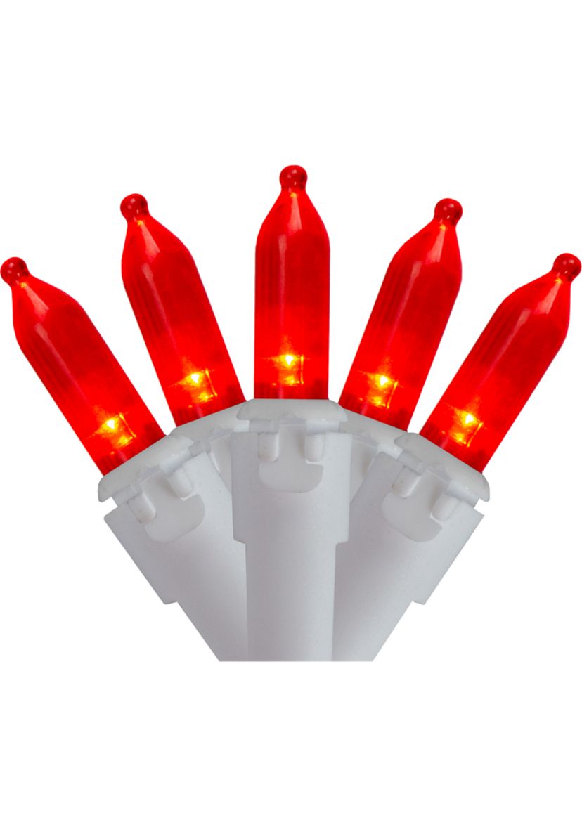 100-Count Red LED Mini Christmas Lights  33ft White Wire