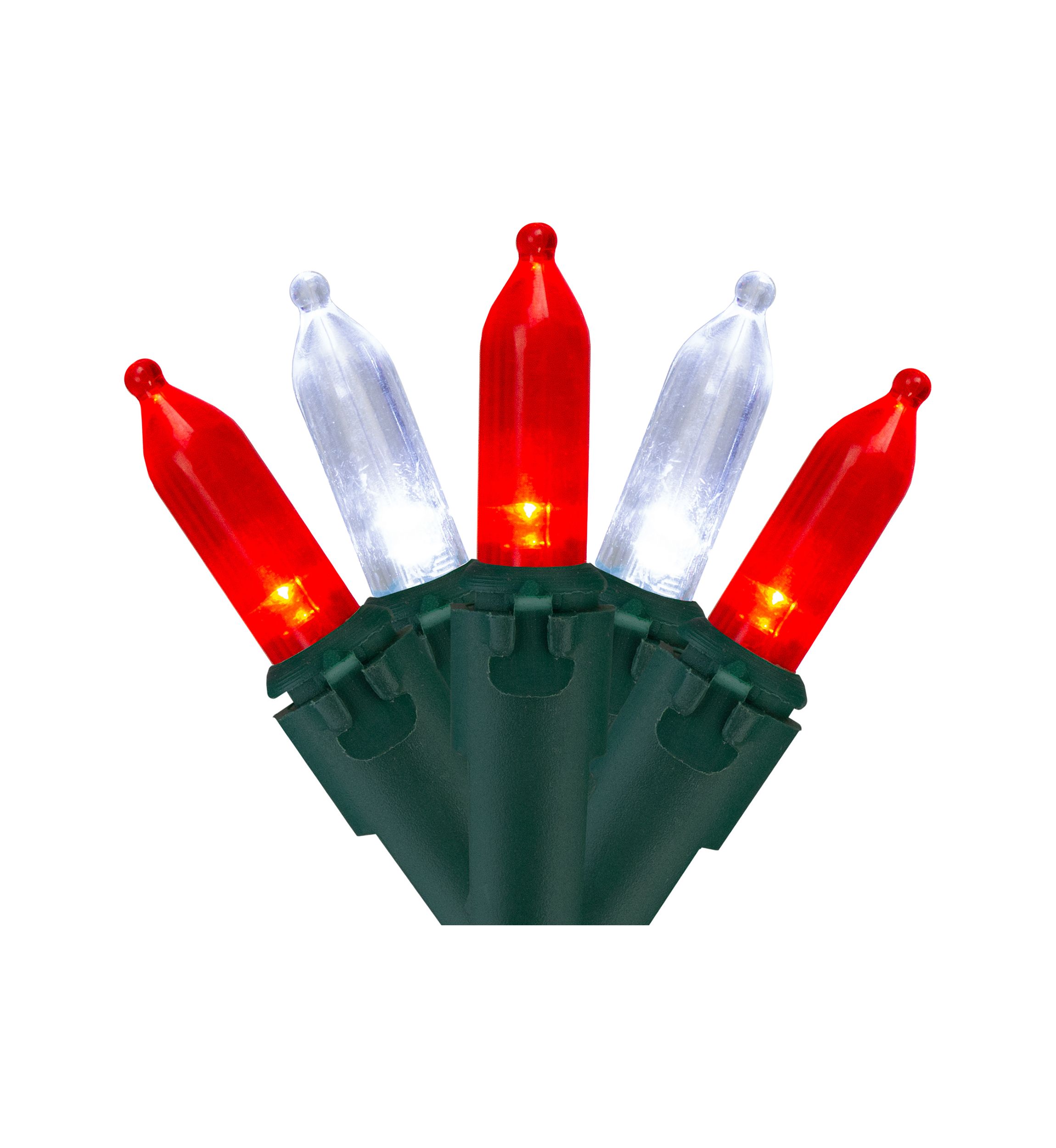 100-Count Red and White LED Mini Christmas Lights Set  33 ft Green Wire