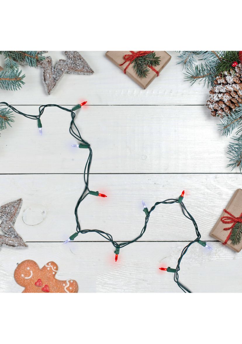 100-Count Red and White LED Mini Christmas Lights Set  33 ft Green Wire