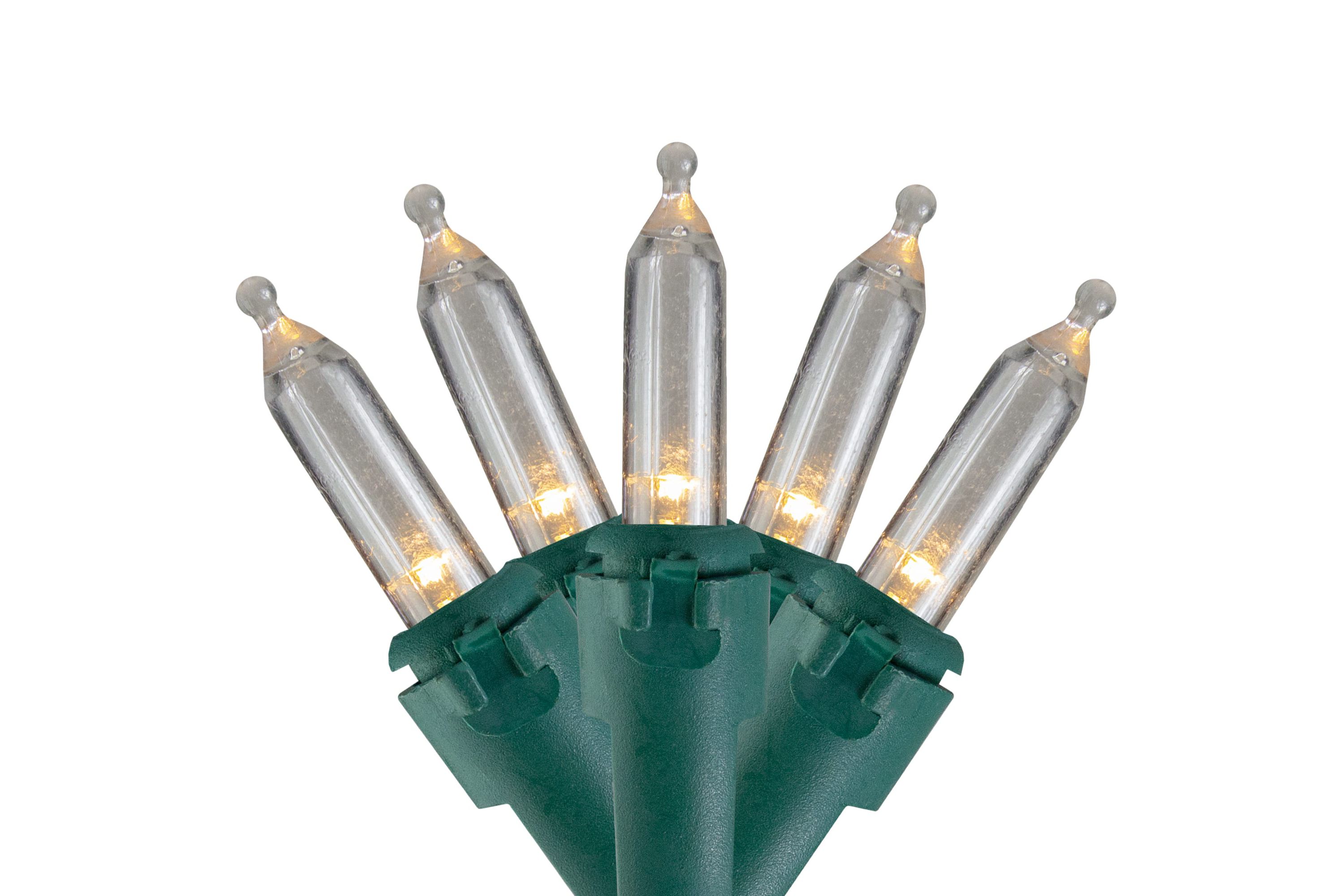 50-Count Warm White LED Mini Christmas Lights  16.25ft Green Wire