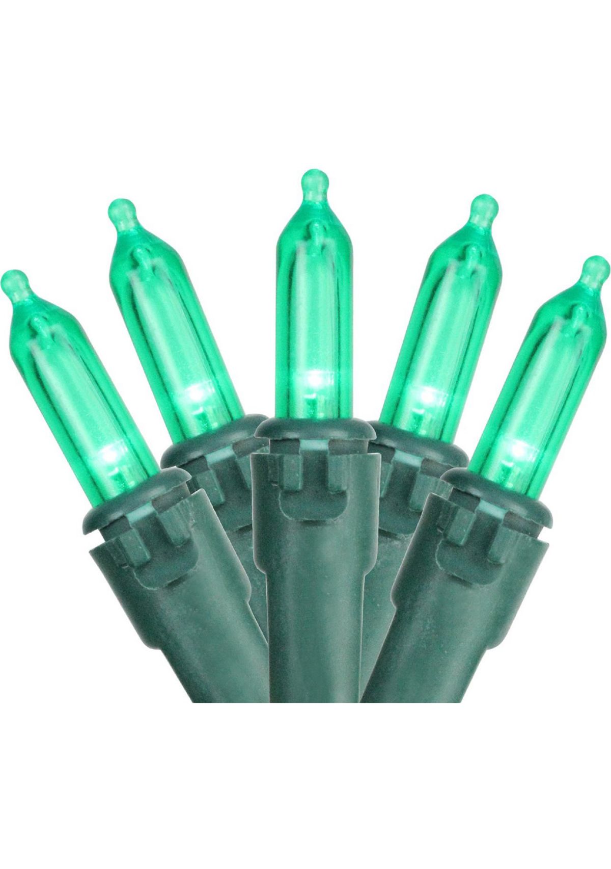 50 Green LED Mini Christmas Lights - 16.25 ft Green Wire