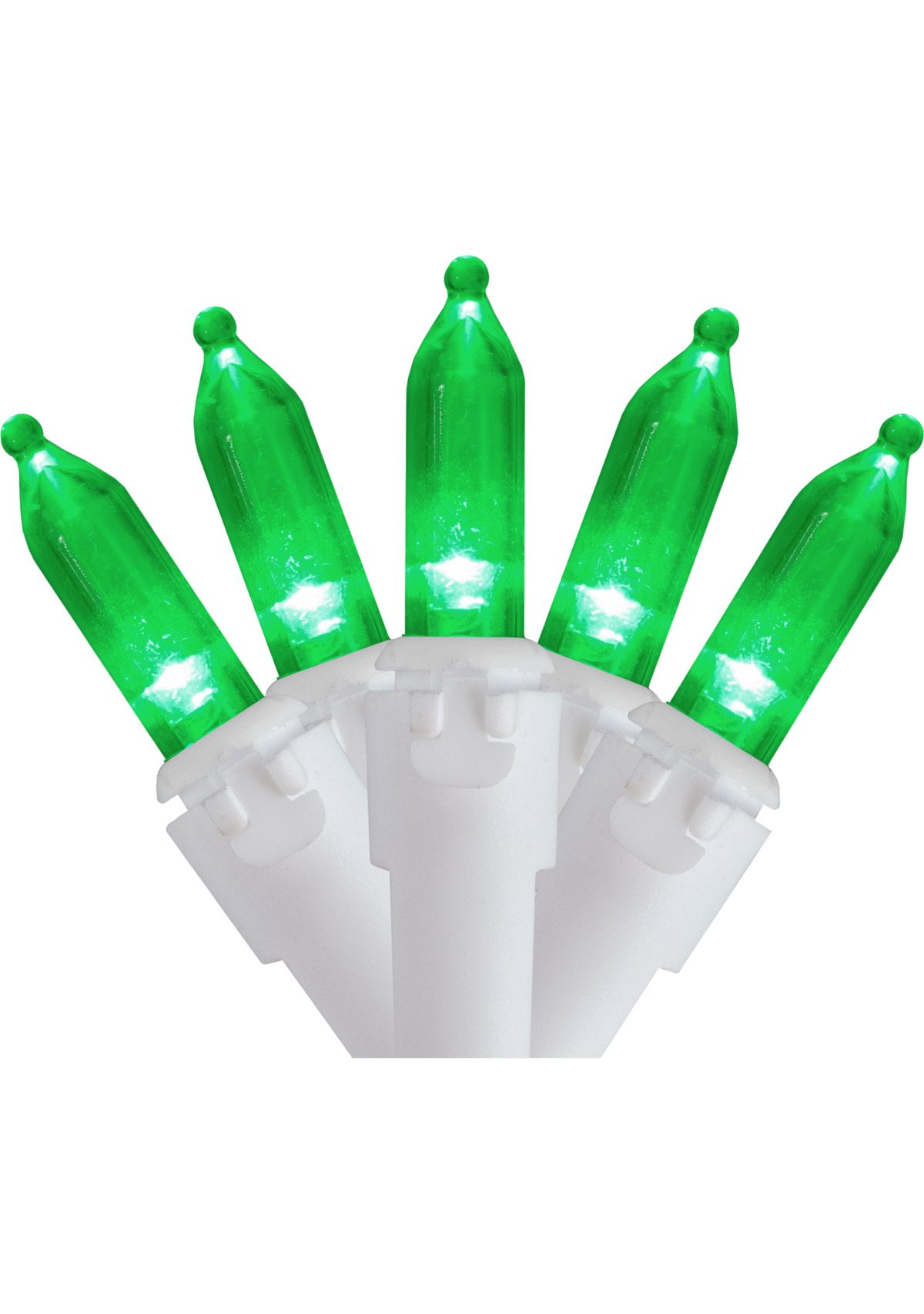 50 Green LED Mini Christmas Lights - 16.25 ft White Wire