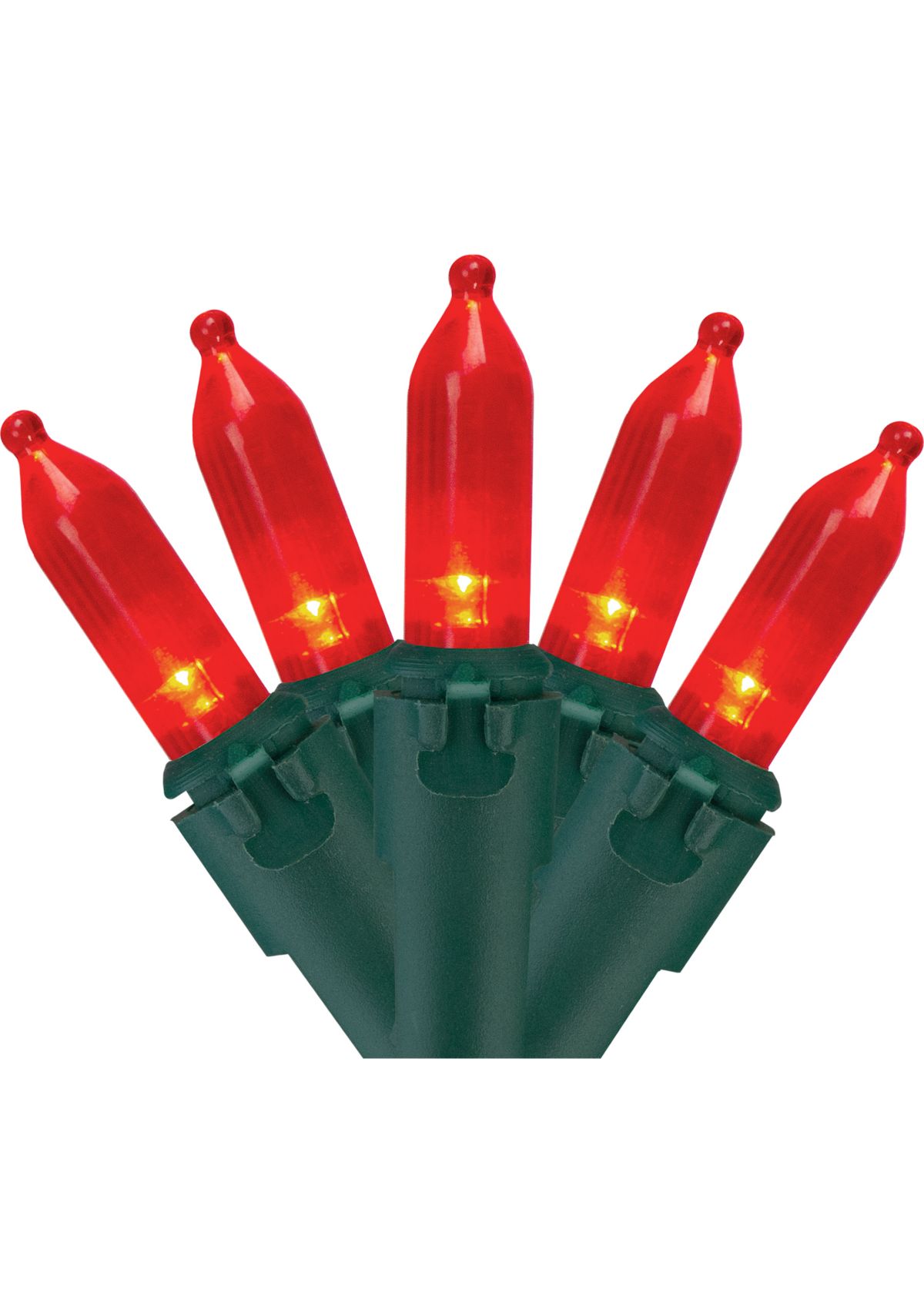 50 Red LED Mini Christmas Lights - 16.25 ft Green Wire