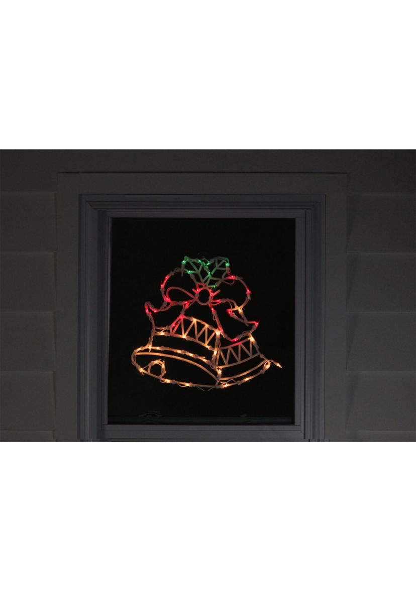 15Inch Lighted Bells with Bow Christmas Window Silhouette Decoration