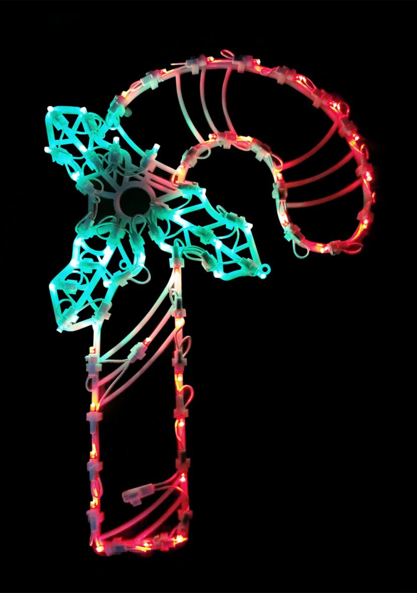 18Inch Red and Green LED Lighted Candy Cane Christmas Window Silhouette Decoration