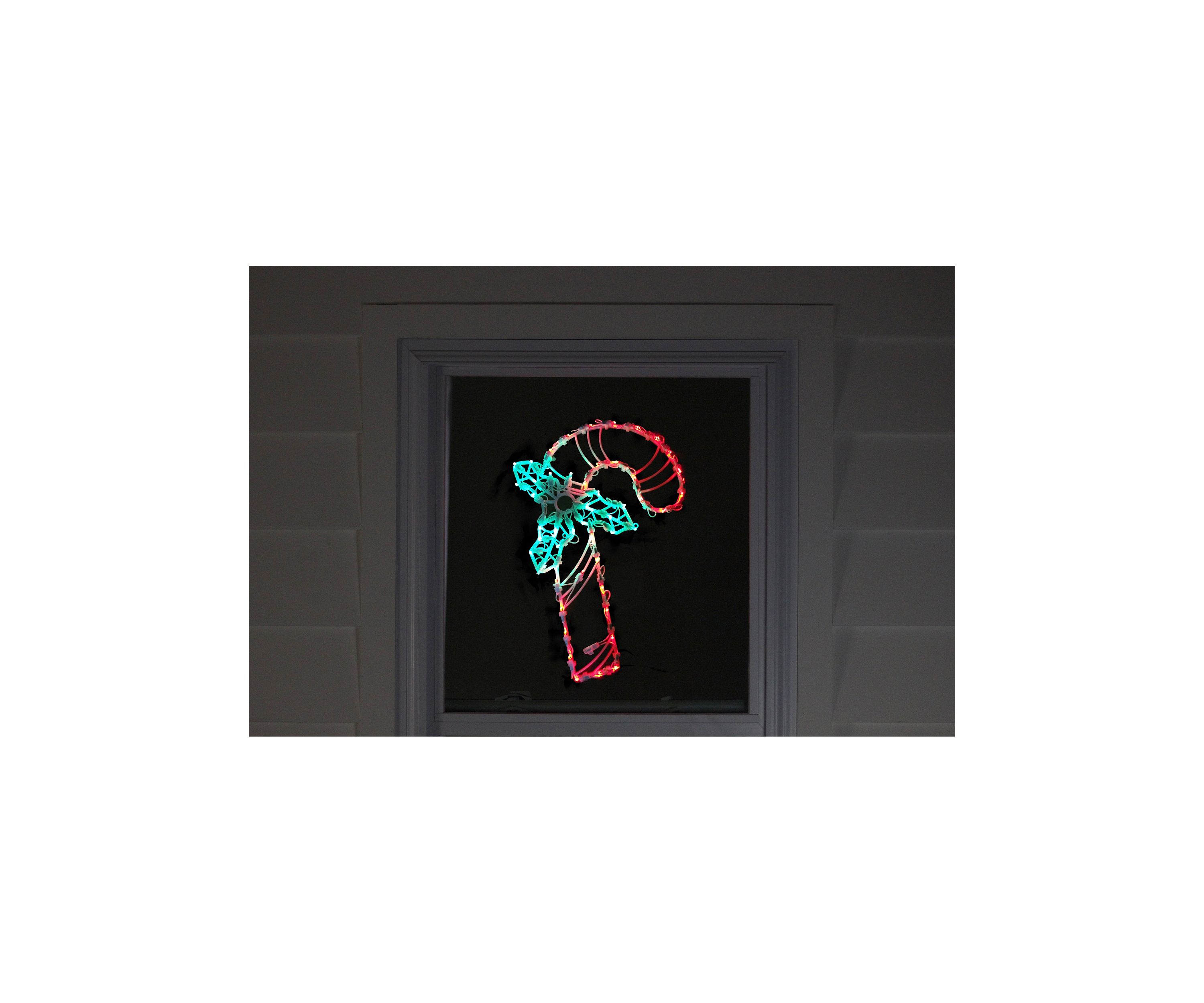 18Inch Red and Green LED Lighted Candy Cane Christmas Window Silhouette Decoration
