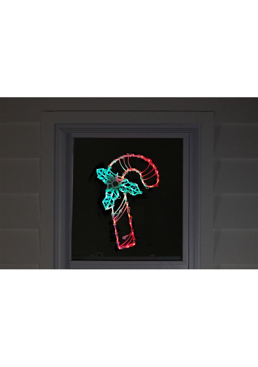 18Inch Red and Green LED Lighted Candy Cane Christmas Window Silhouette Decoration