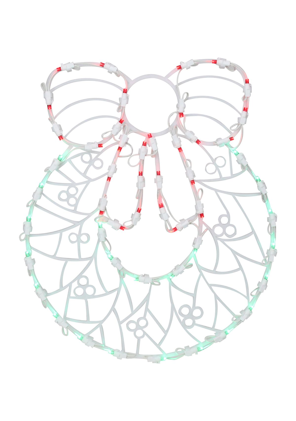 16Inch Red and Green Led Lighted Wreath Christmas Window Silhouette Decoration