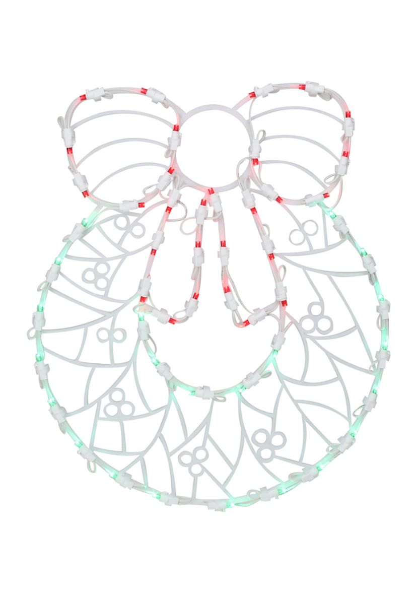 16Inch Red and Green Led Lighted Wreath Christmas Window Silhouette Decoration