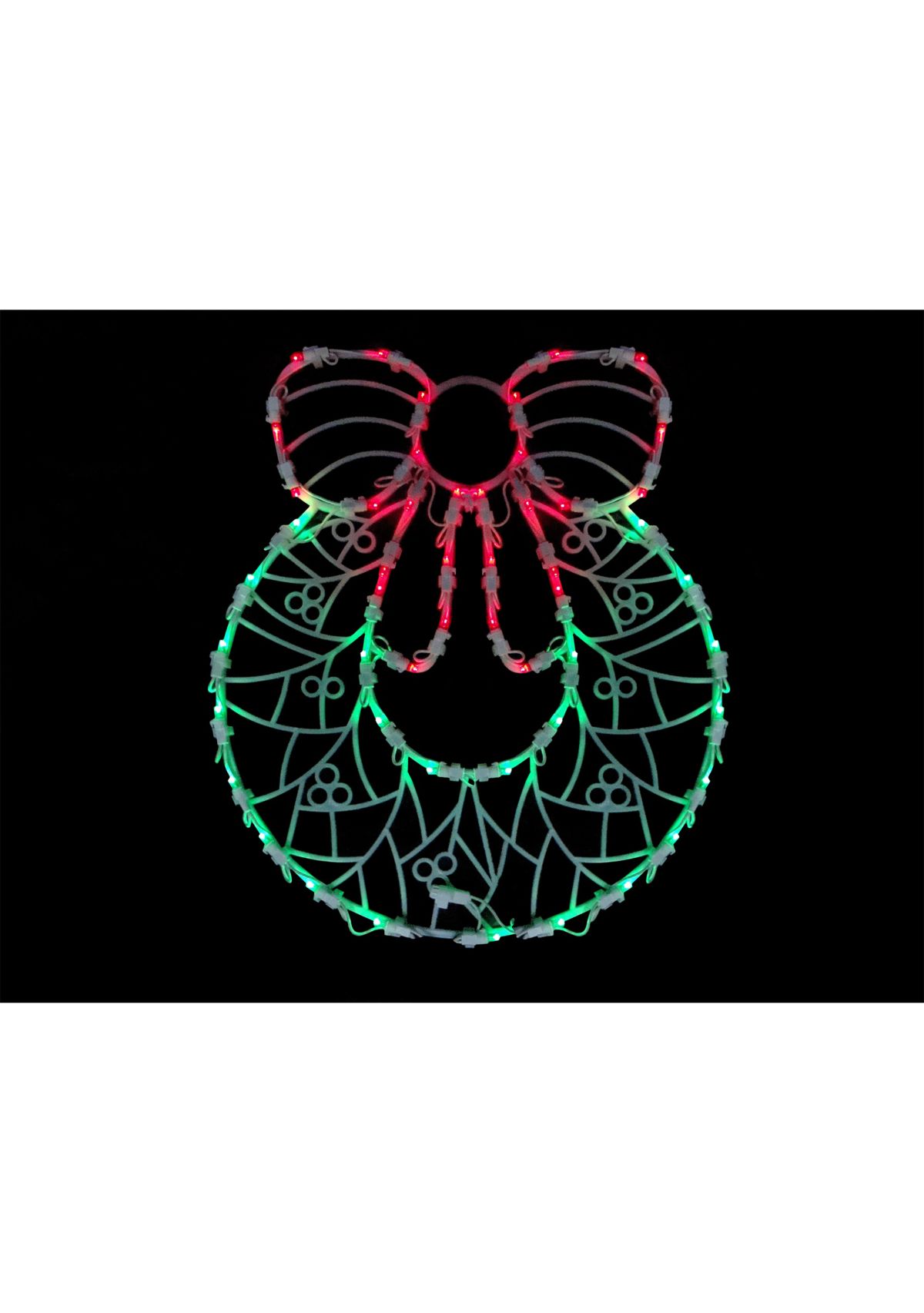 16Inch Red and Green Led Lighted Wreath Christmas Window Silhouette Decoration