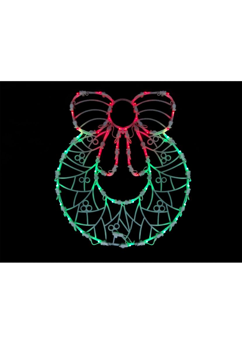 16Inch Red and Green Led Lighted Wreath Christmas Window Silhouette Decoration