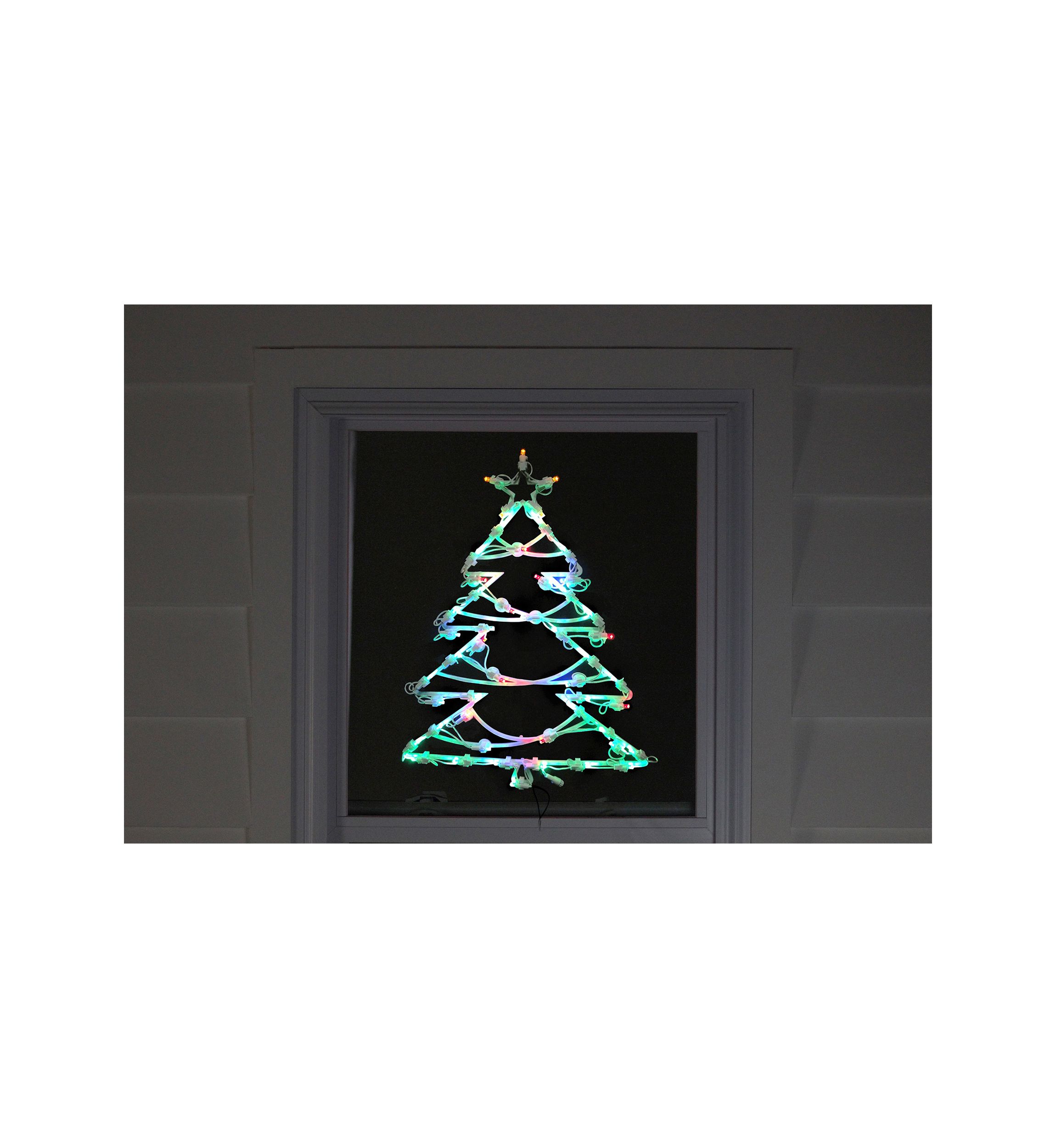 15.5Inch LED Lighted Christmas Tree Window Silhouette Decoration