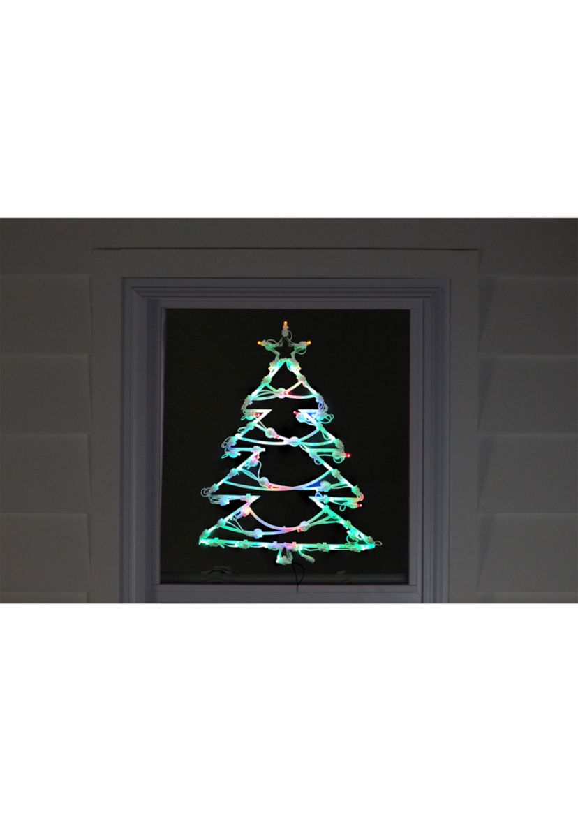15.5Inch LED Lighted Christmas Tree Window Silhouette Decoration