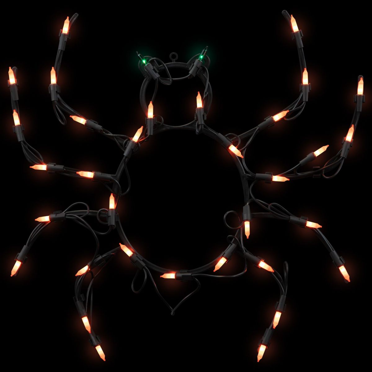 15" Black and Orange Lighted Spider Halloween Window Silhouette