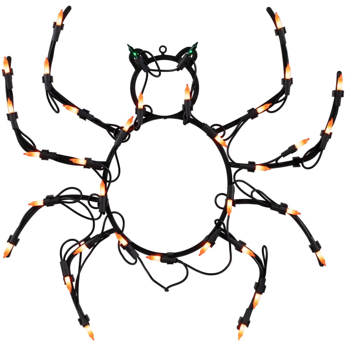 15" Black and Orange Lighted Spider Halloween Window Silhouette