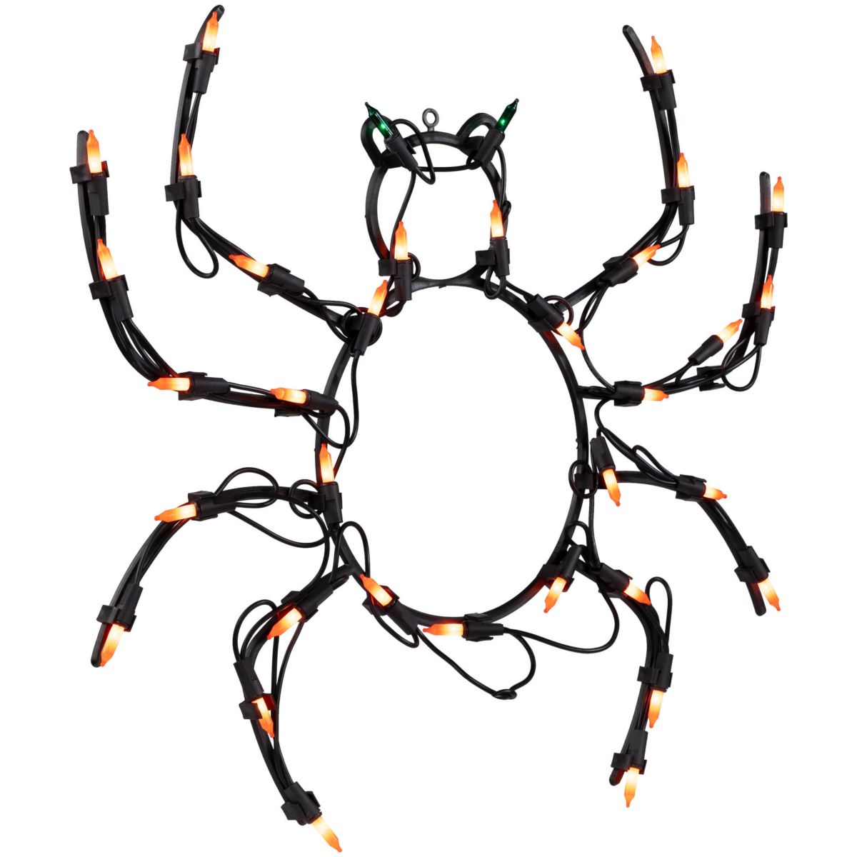 15" Black and Orange Lighted Spider Halloween Window Silhouette
