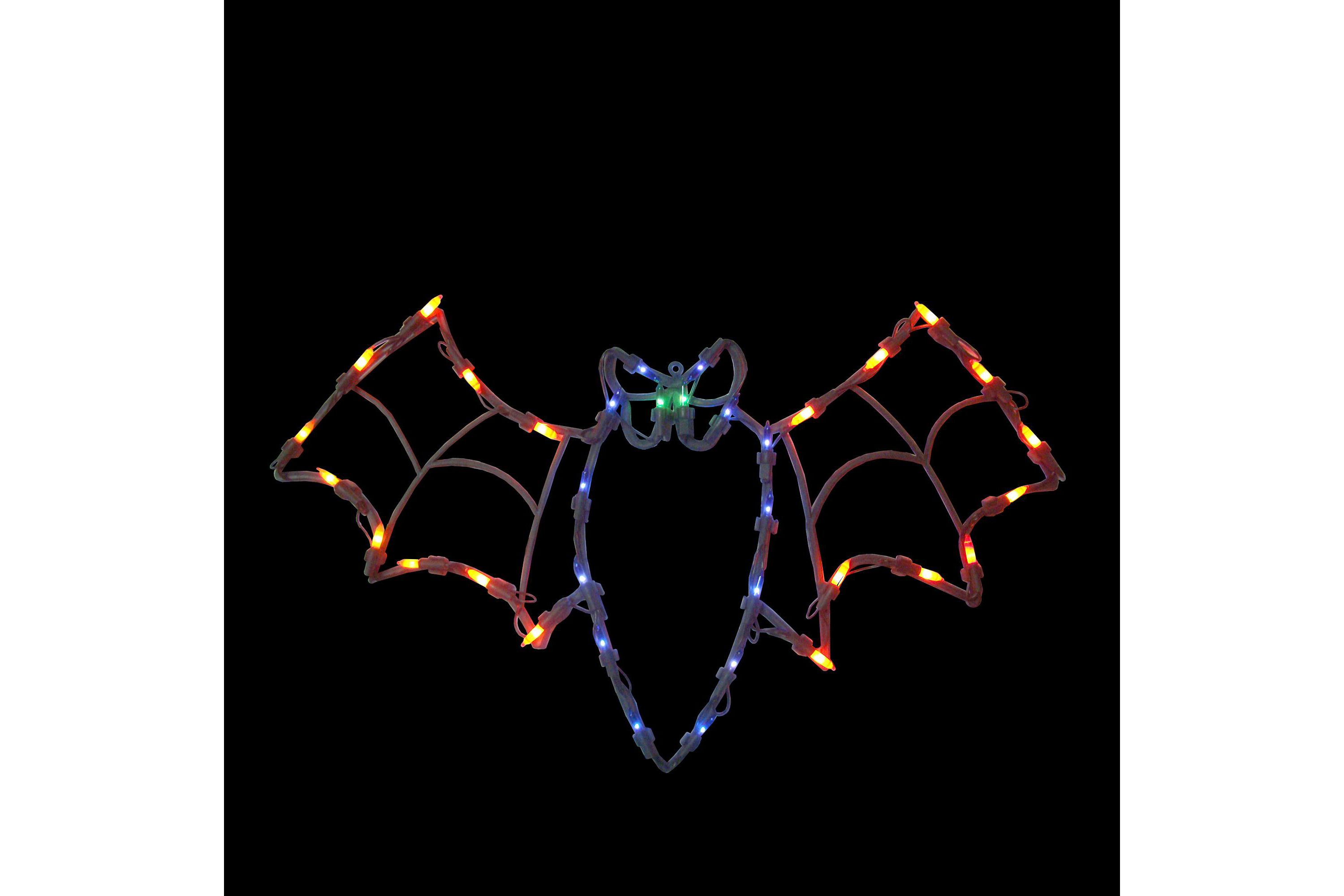 Lighted Bat Window Silhouette Halloween Decoration - 15" - Multicolor Lights