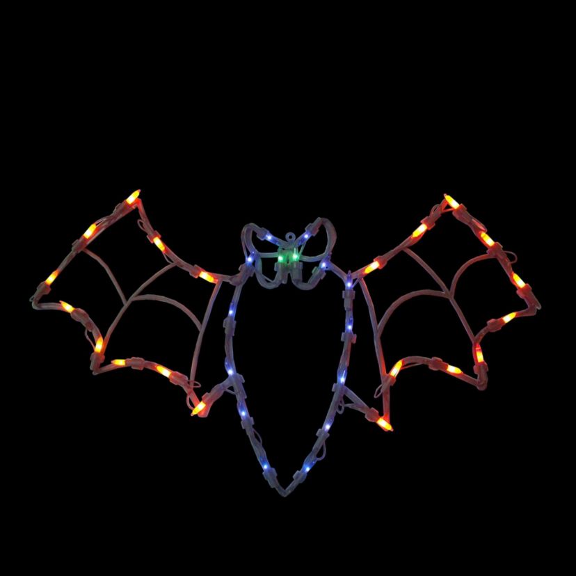 Lighted Bat Window Silhouette Halloween Decoration - 15" - Multicolor Lights