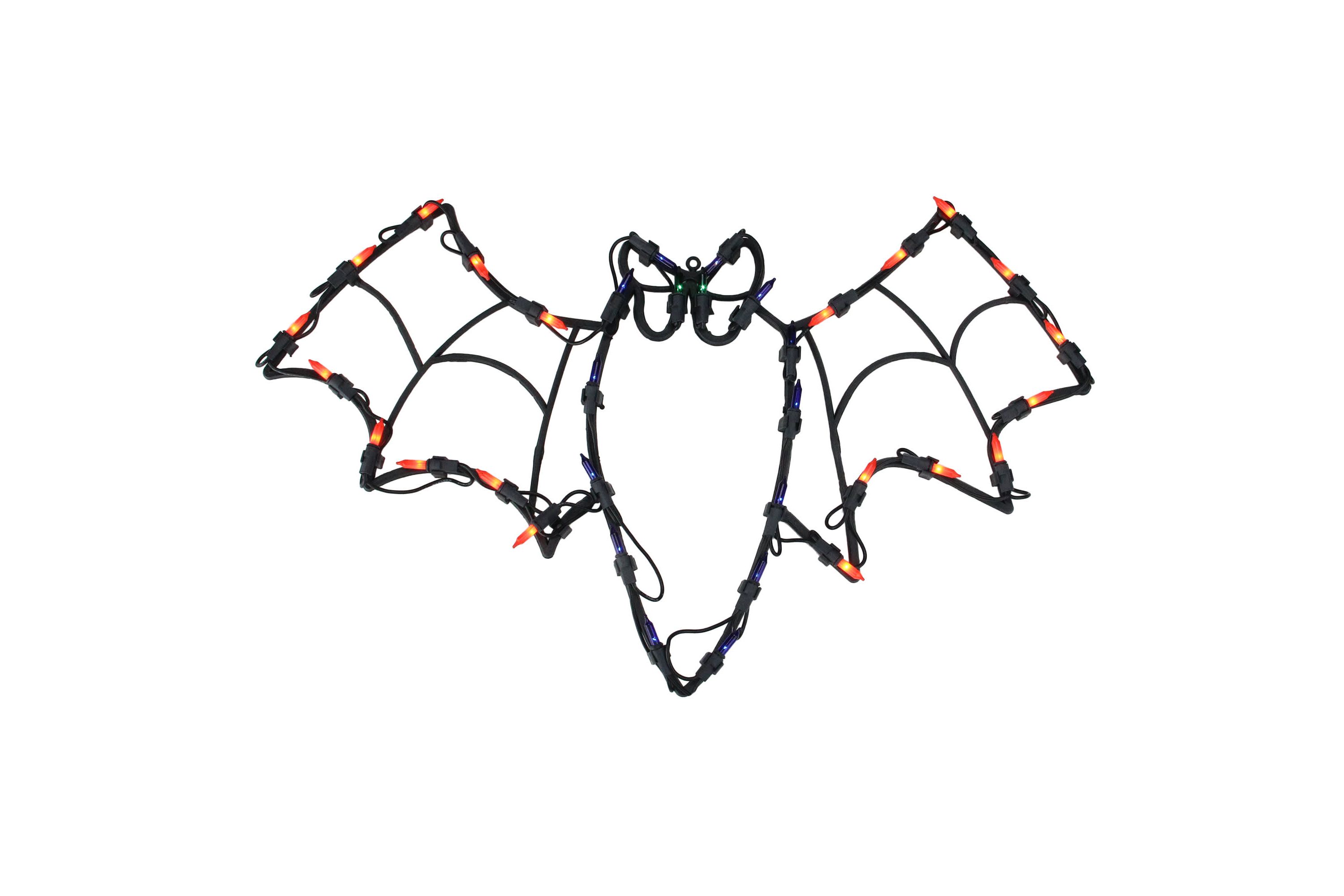 Lighted Bat Window Silhouette Halloween Decoration - 15" - Multicolor Lights