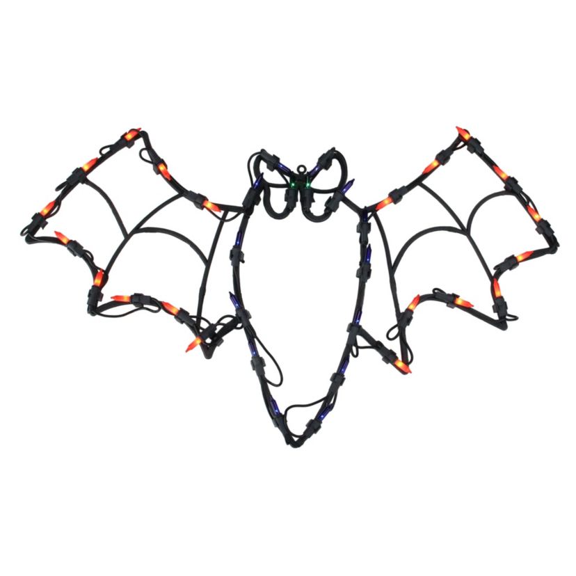 Lighted Bat Window Silhouette Halloween Decoration - 15" - Multicolor Lights