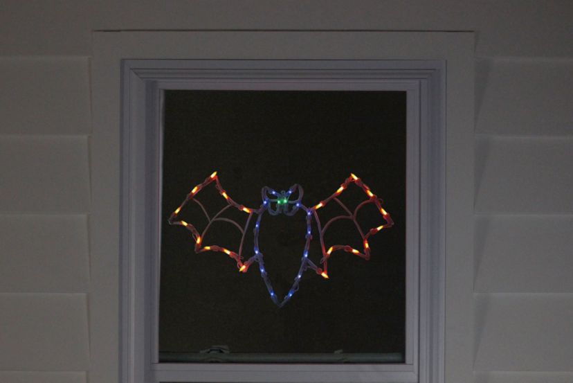Lighted Bat Window Silhouette Halloween Decoration - 15" - Multicolor Lights
