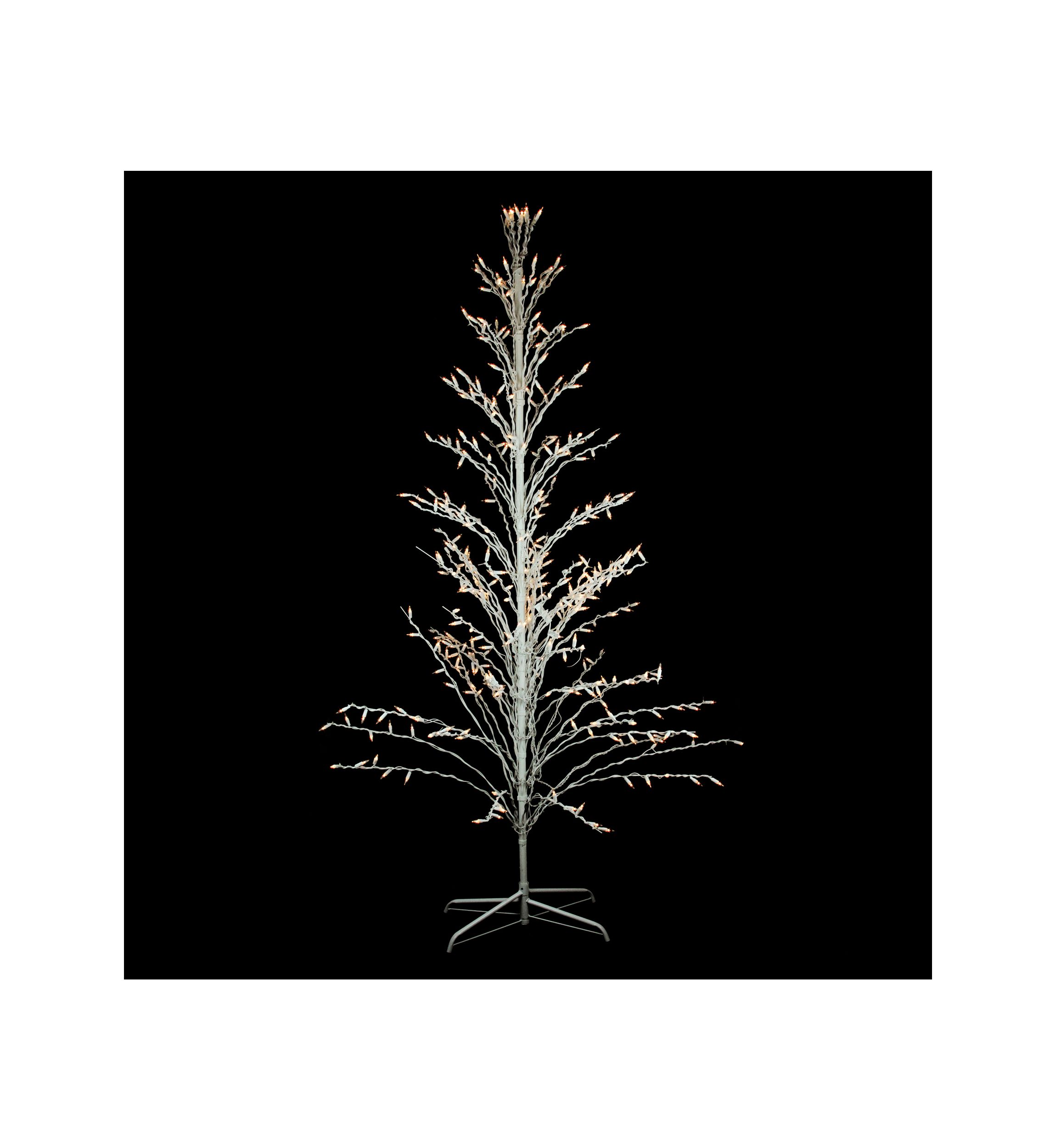 4 White Lighted Christmas Cascade Twig Tree Outdoor Decoration - Clear Lights