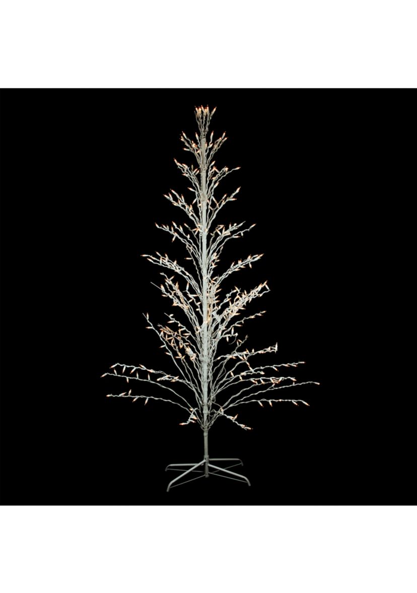 4 White Lighted Christmas Cascade Twig Tree Outdoor Decoration - Clear Lights