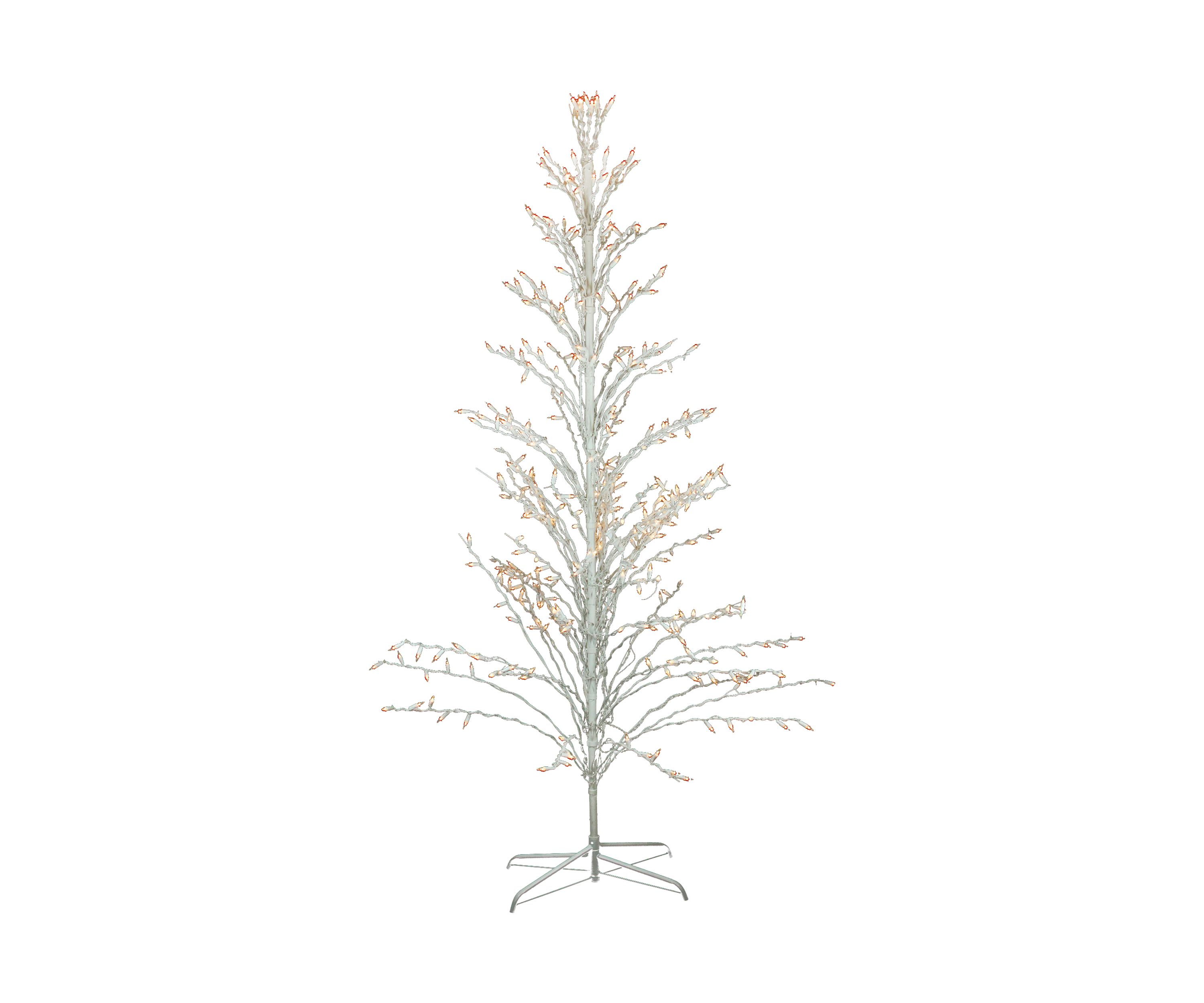 6 White Lighted Christmas Cascade Twig Tree Outdoor Decoration - Clear Lights