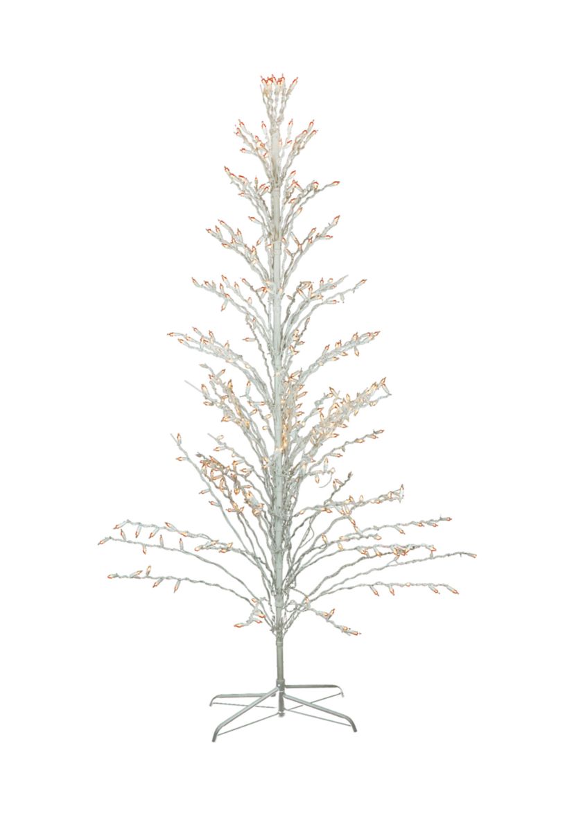 6 White Lighted Christmas Cascade Twig Tree Outdoor Decoration - Clear Lights