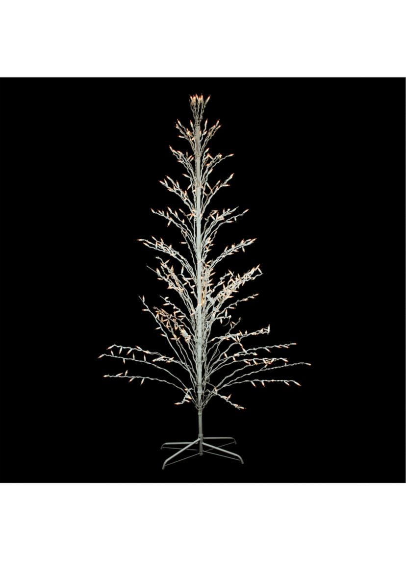 6 White Lighted Christmas Cascade Twig Tree Outdoor Decoration - Clear Lights