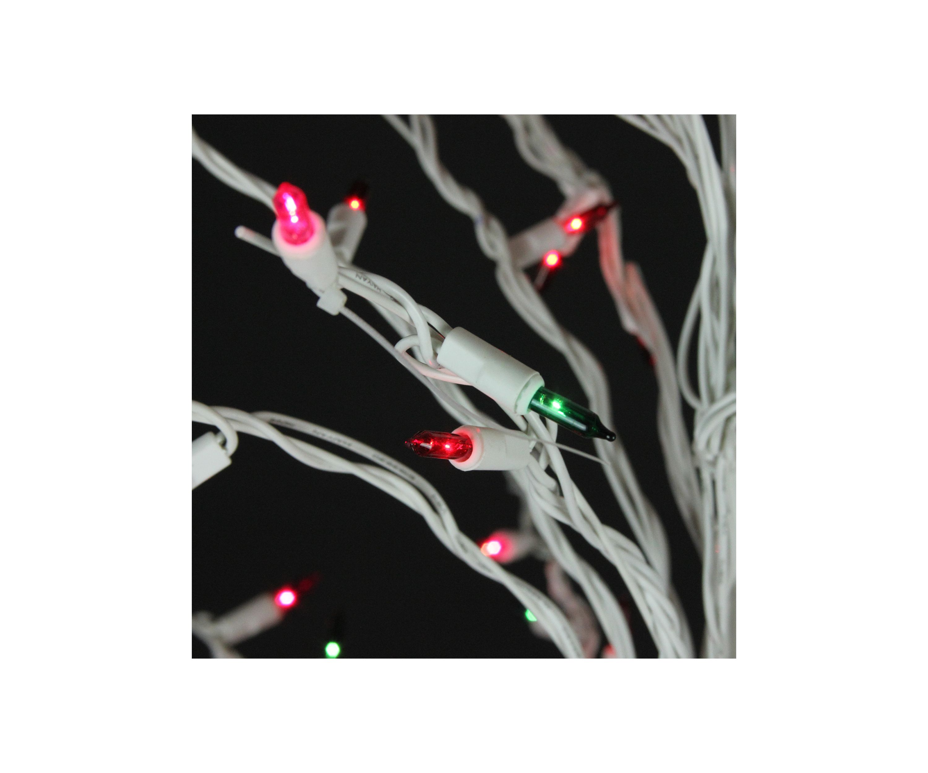 6 White Cascade Twig Tree Christmas Outdoor Decoration - Multi Lights
