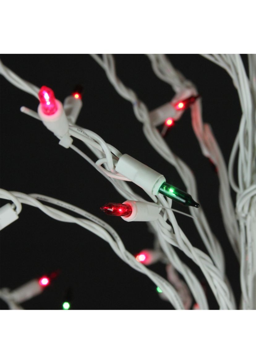 6 White Cascade Twig Tree Christmas Outdoor Decoration - Multi Lights