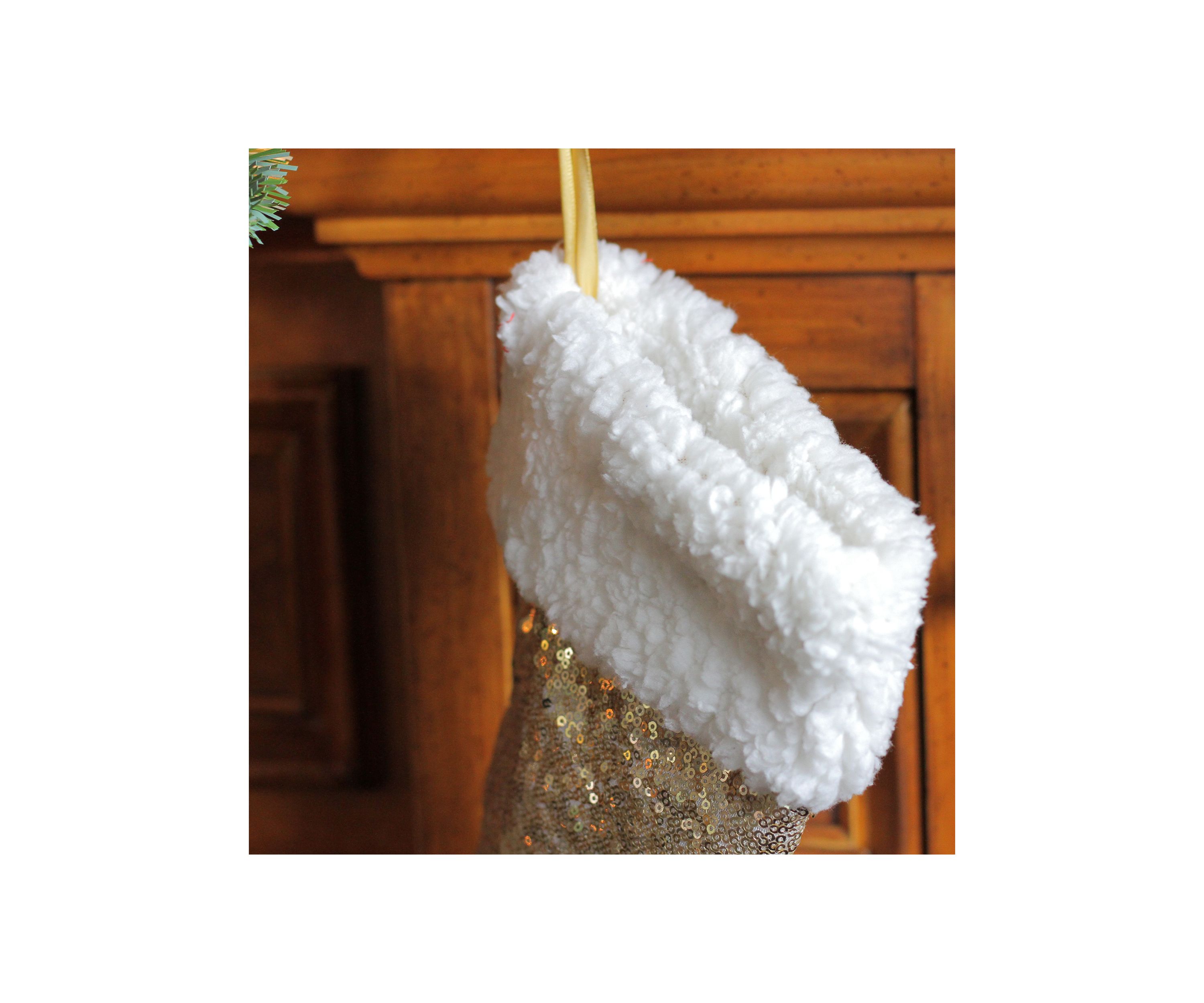 18 Inch Gold Paillette Sequins Christmas Stocking with Sherpa Cuff