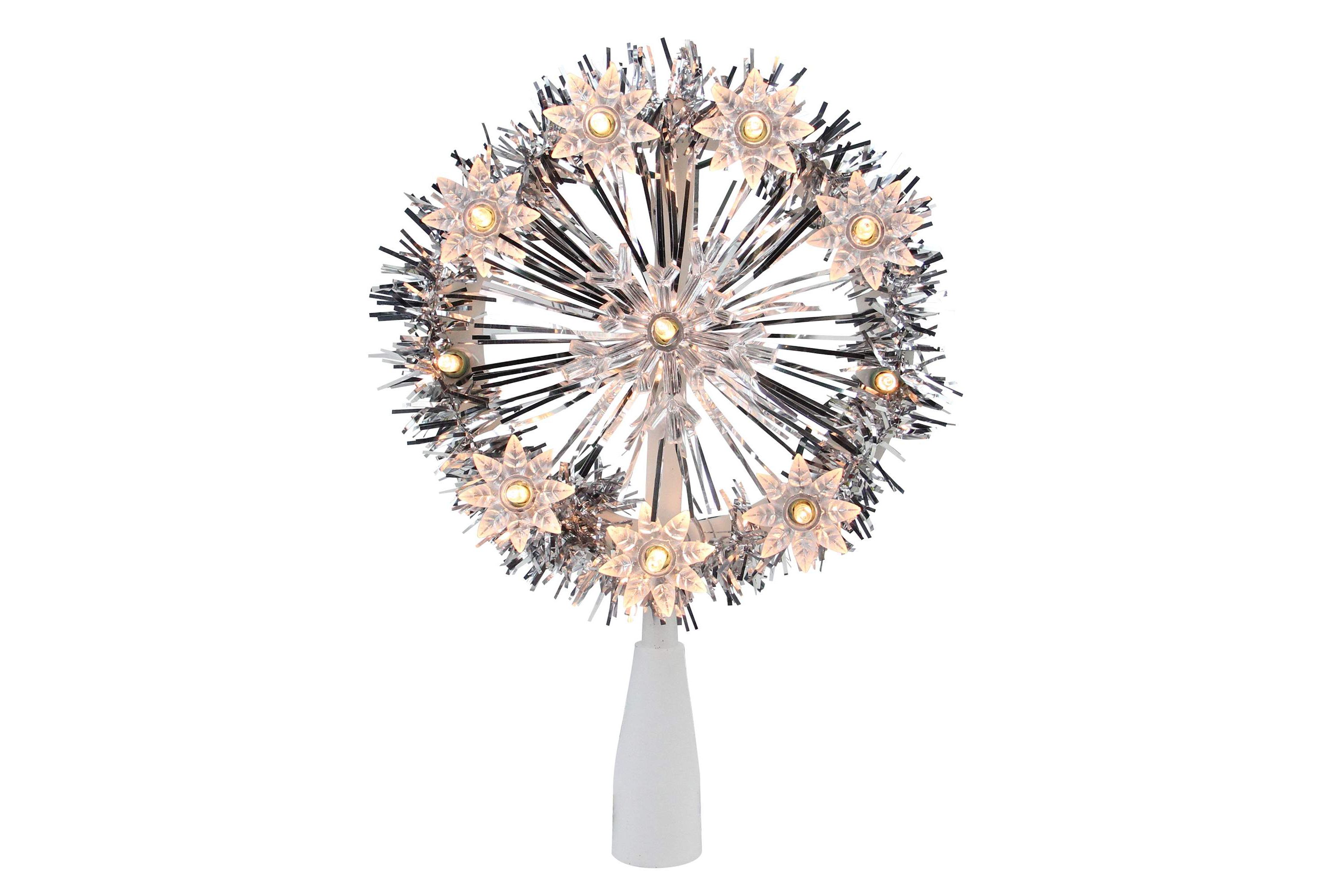 7" Silver Pre-Lit Snowflake Starburst Christmas Tree Topper - Clear Lights
