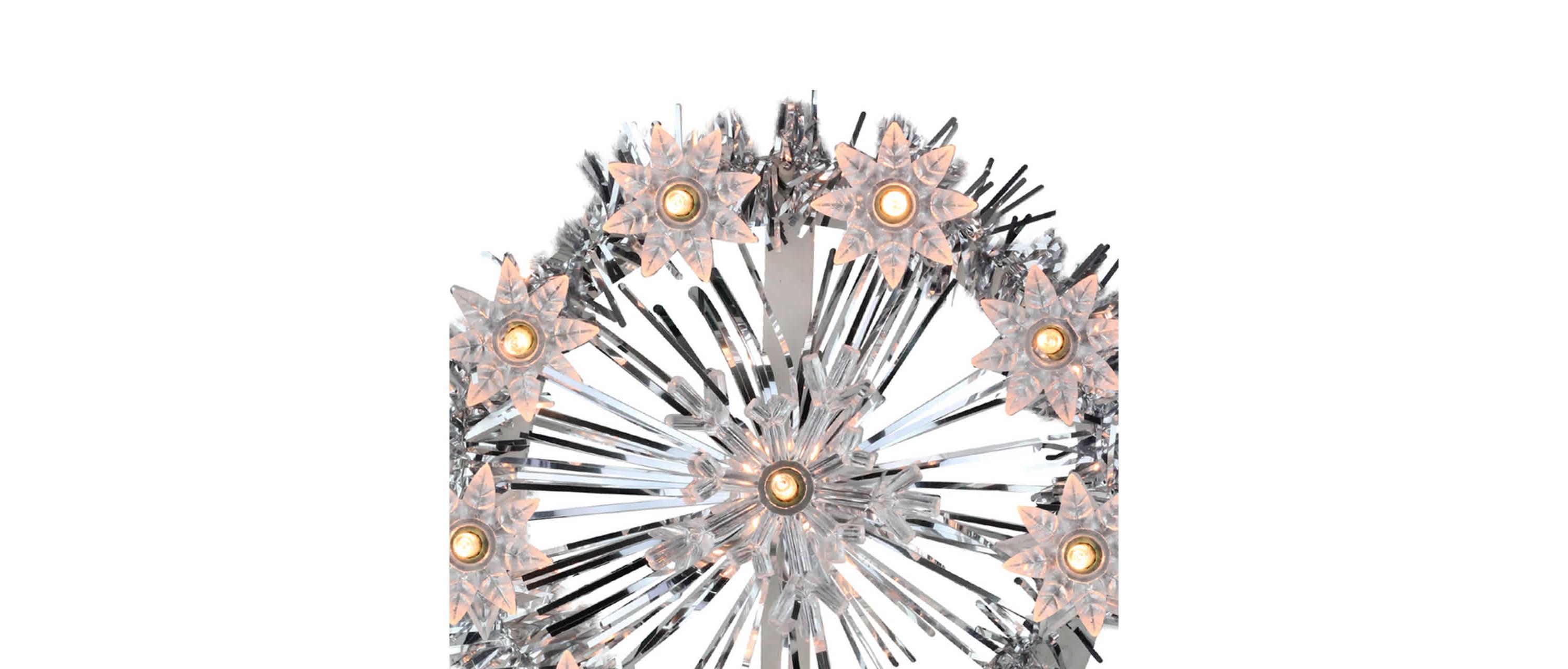 7" Silver Pre-Lit Snowflake Starburst Christmas Tree Topper - Clear Lights