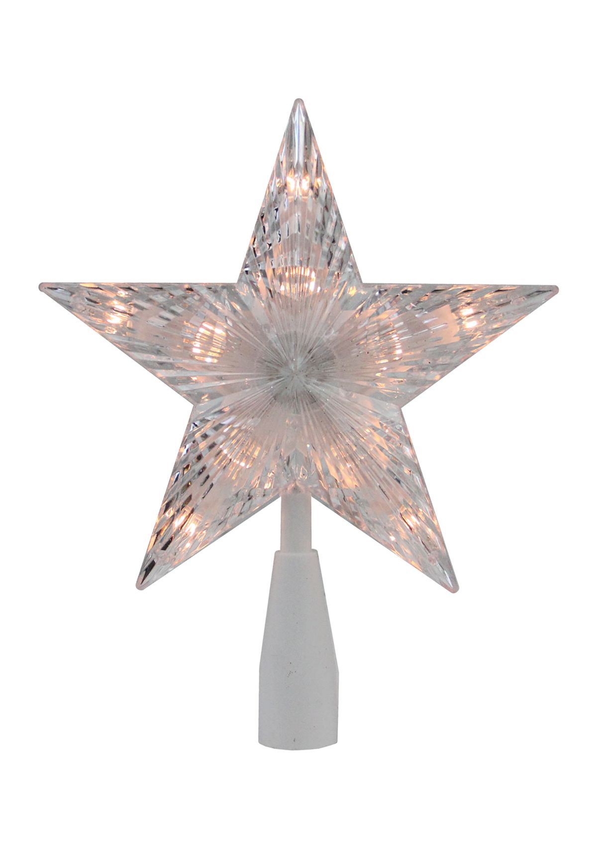 7.25Inch Clear and White 5-Point Star Traditional Christmas Tree Topper - Clear Lights