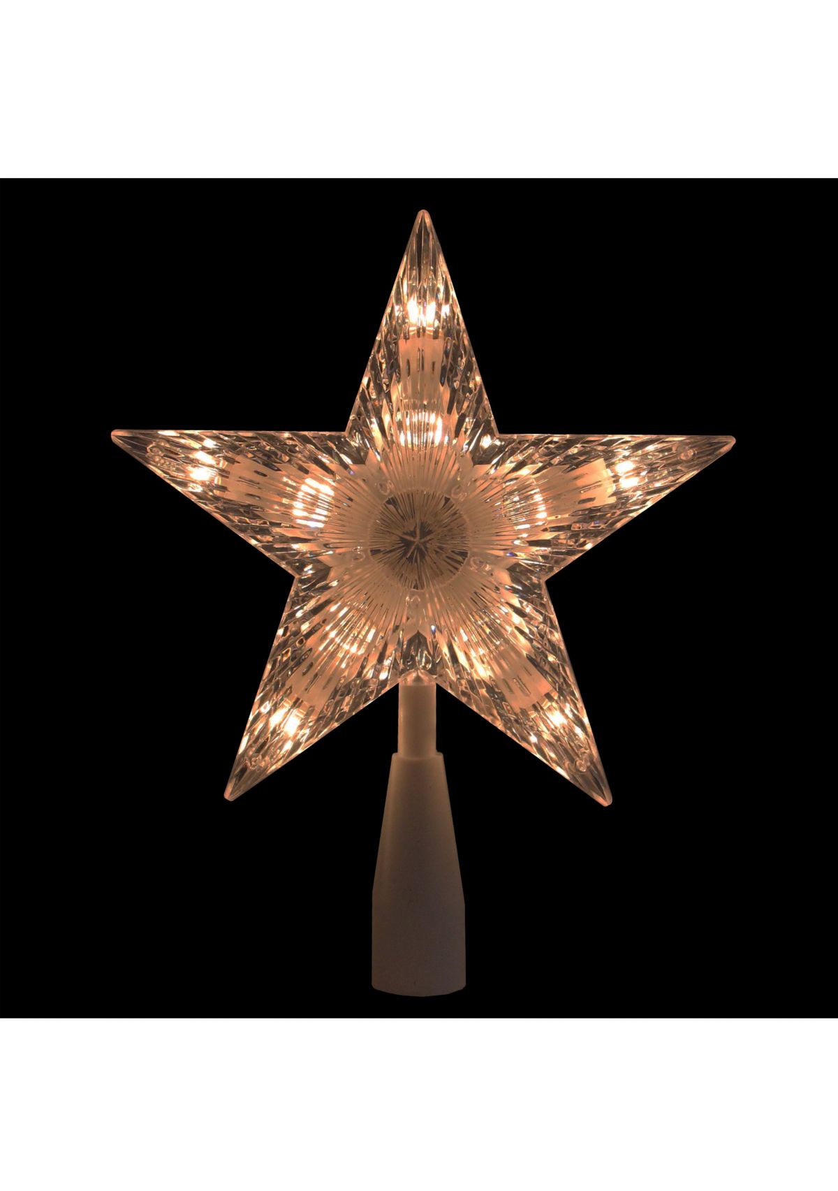 7.25Inch Clear and White 5-Point Star Traditional Christmas Tree Topper - Clear Lights
