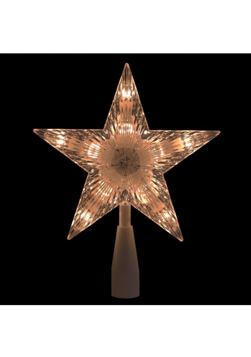 7.25Inch Clear and White 5-Point Star Traditional Christmas Tree Topper - Clear Lights