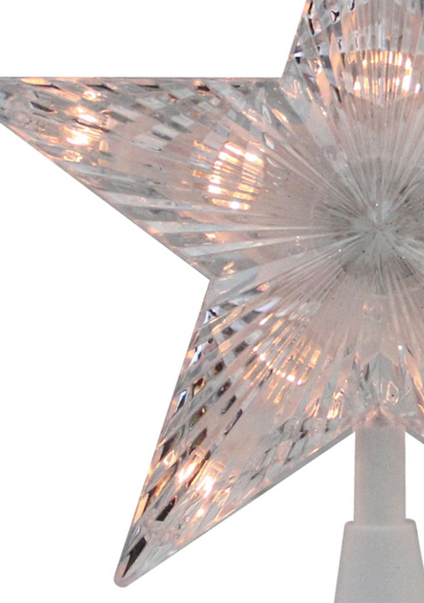 7.25Inch Clear and White 5-Point Star Traditional Christmas Tree Topper - Clear Lights