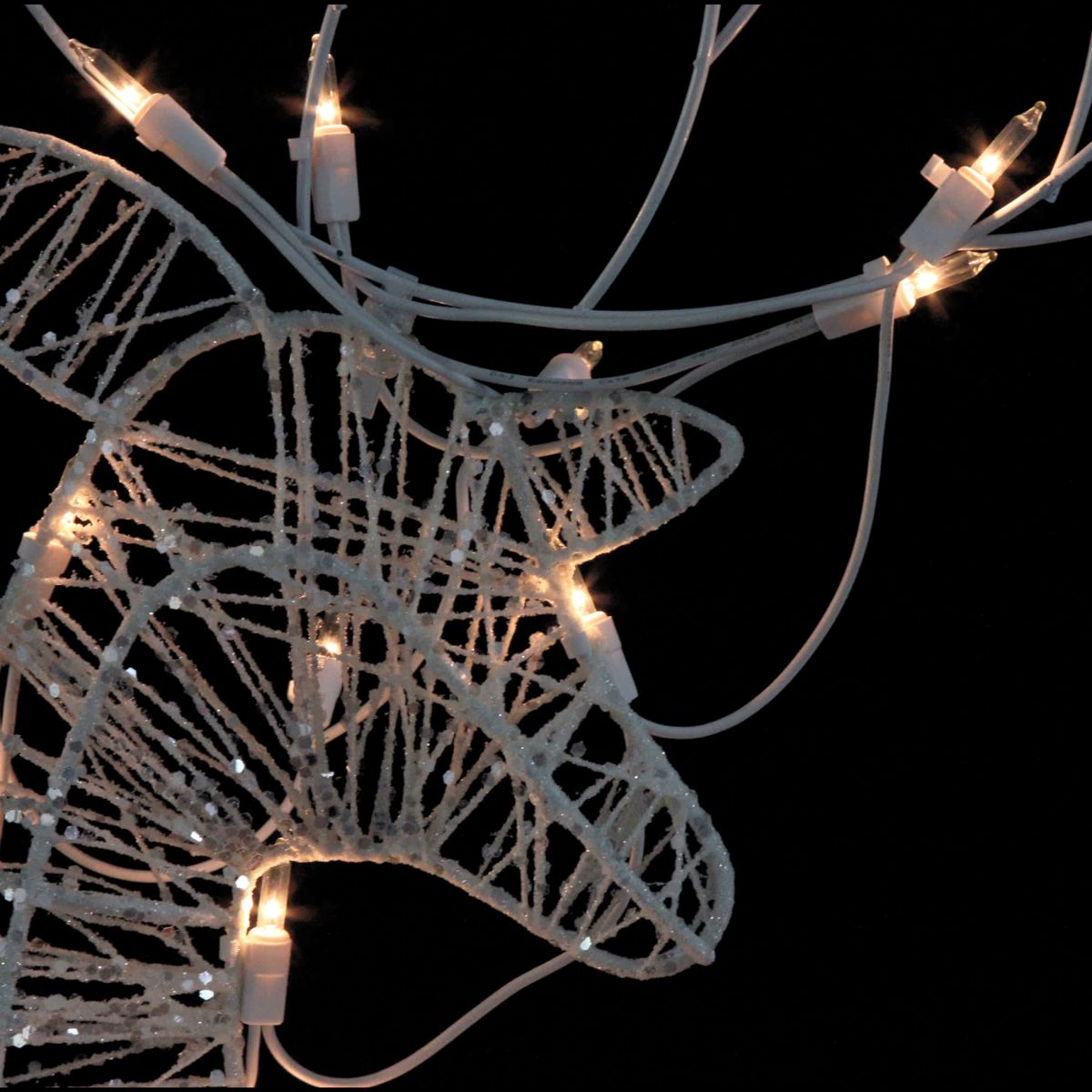 Set of 3 White Glittered Doe Fawn and Reindeer Lighted Christmas Outdoor Decoration