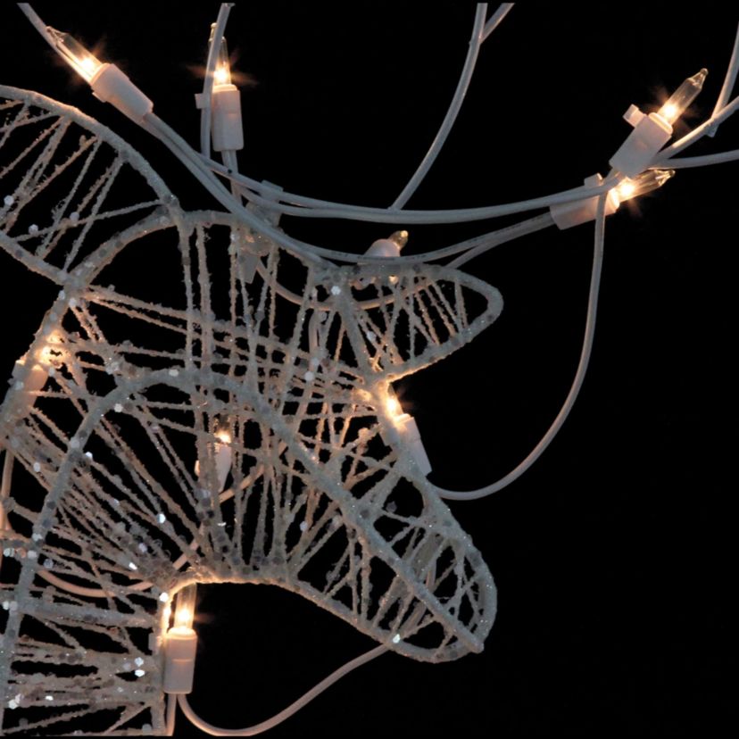 Set of 3 White Glittered Doe Fawn and Reindeer Lighted Christmas Outdoor Decoration