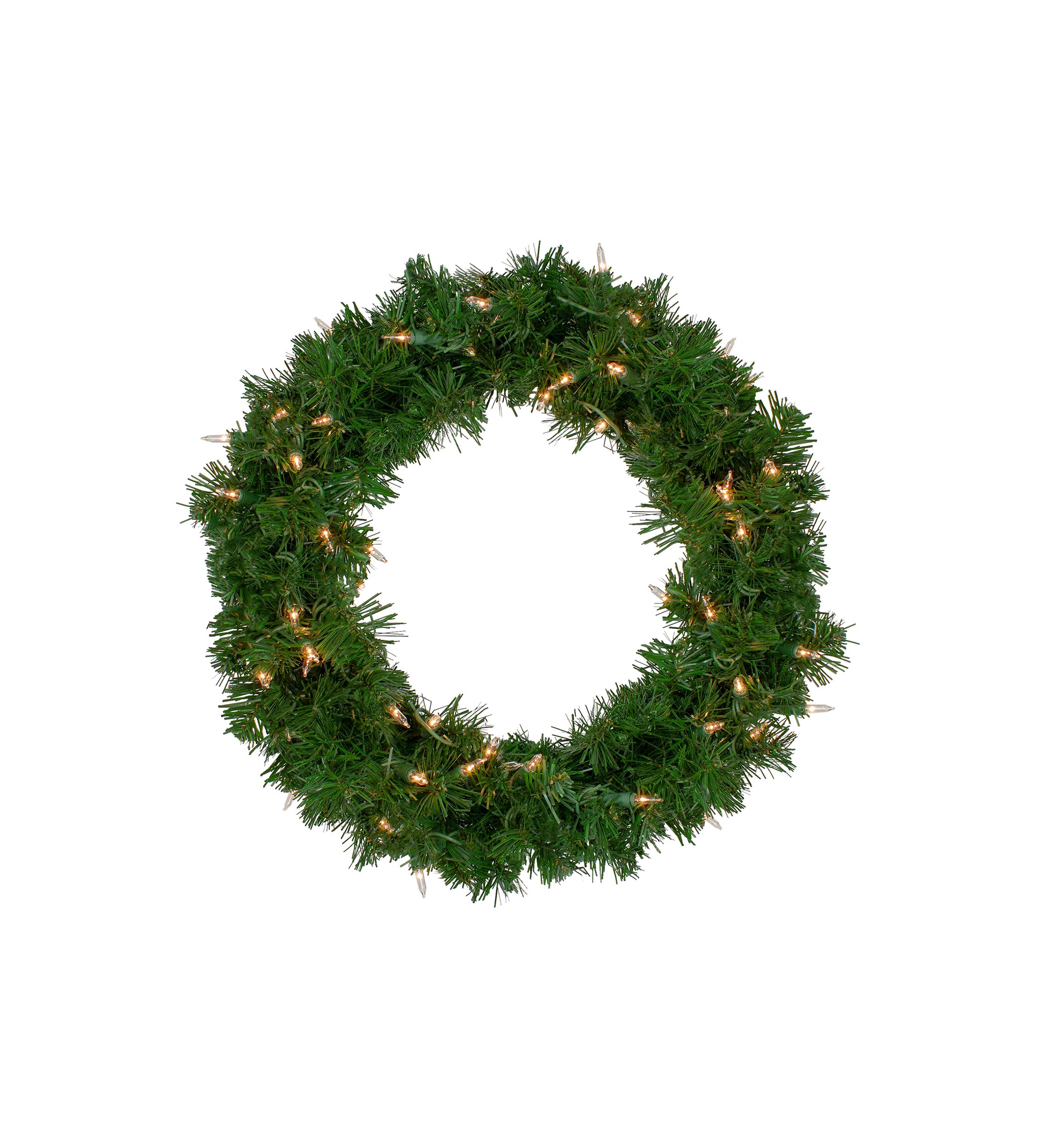 18Inch Deluxe Windsor Pine Artificial Christmas Wreath - Clear Lights
