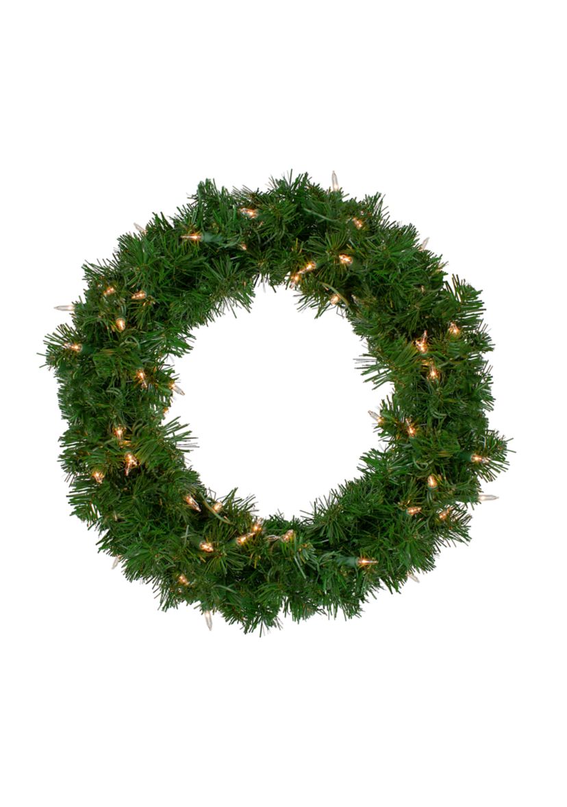 18Inch Deluxe Windsor Pine Artificial Christmas Wreath - Clear Lights