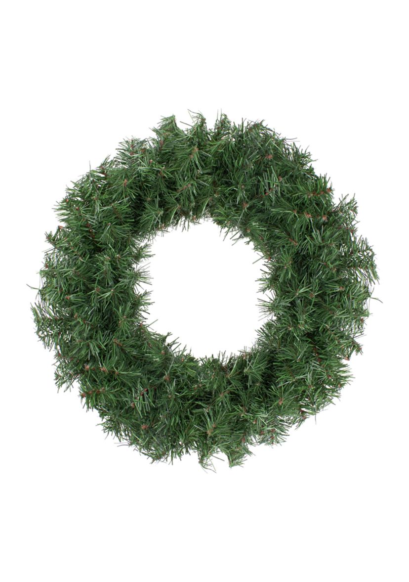 18 in Unlit Canadian Pine Artificial Christmas Wreath  Green