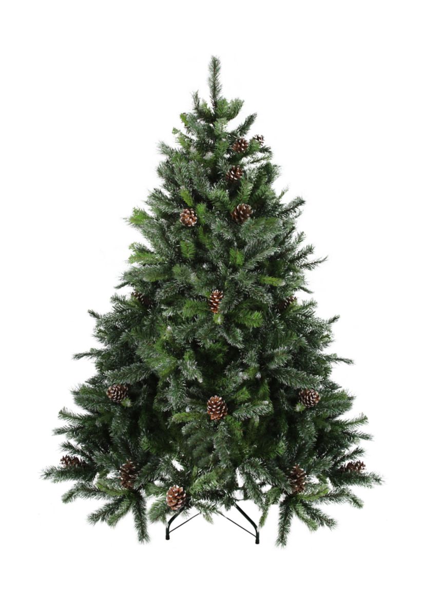 6.5 Full Snowy Delta Pine with Pine Cones Artificial Christmas Tree - Unlit