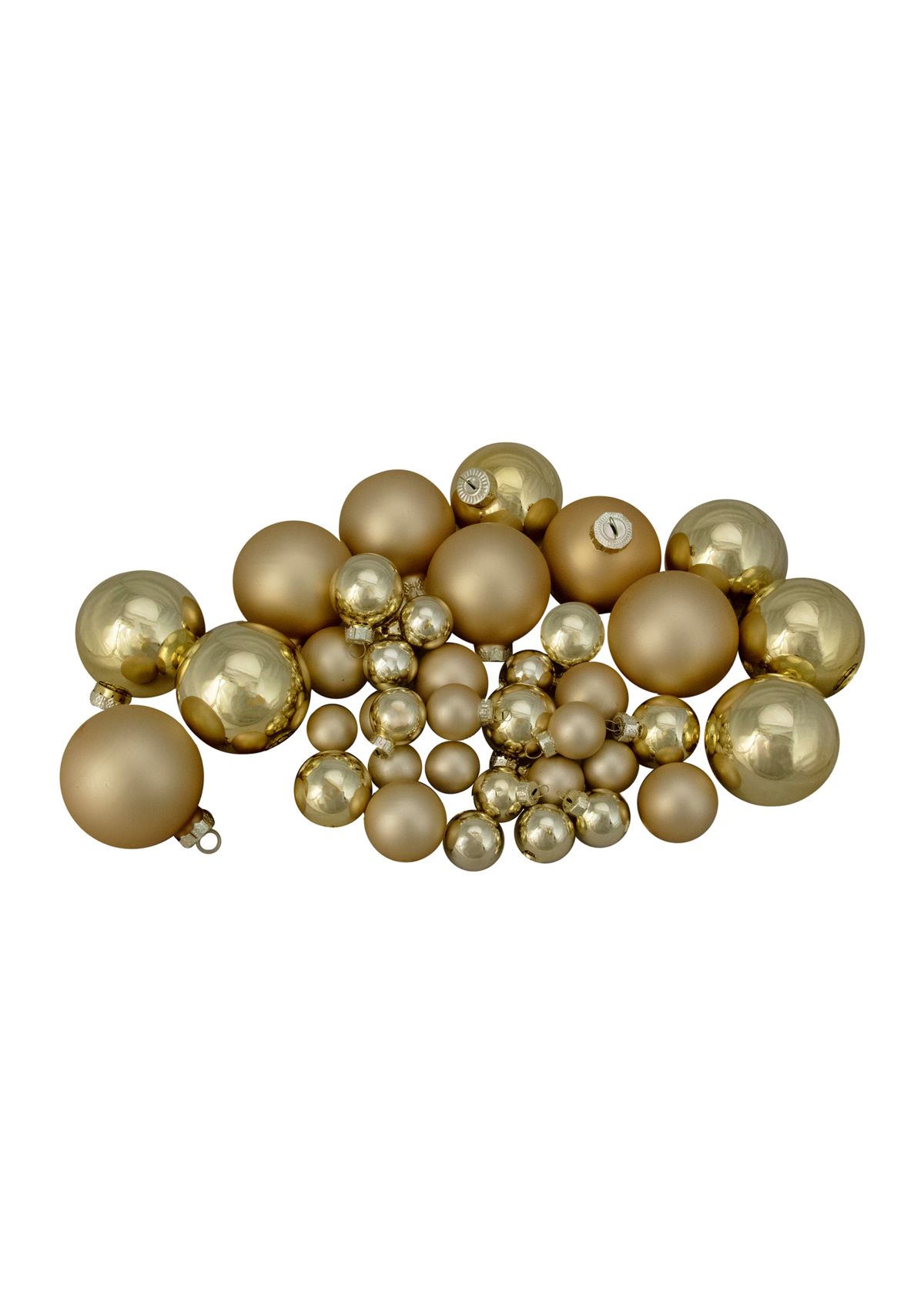 40ct Gold Glass 2-Finish Christmas Ball Ornaments 2.5Inch (60mm)