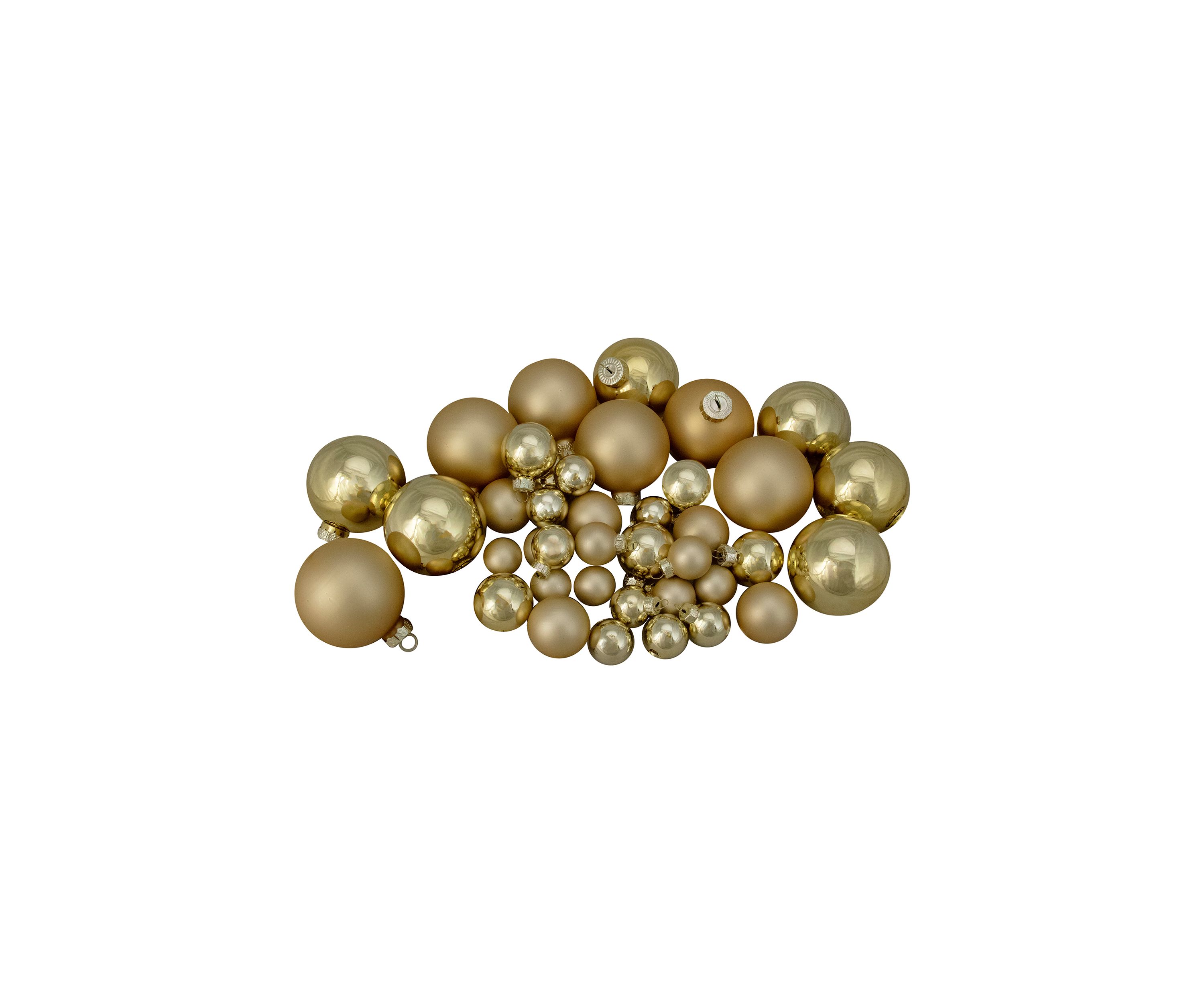 40ct Gold Glass 2-Finish Christmas Ball Ornaments 2.5Inch (60mm)